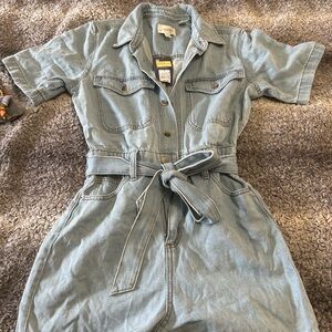 Denim Short Sleeve Jumpsuit